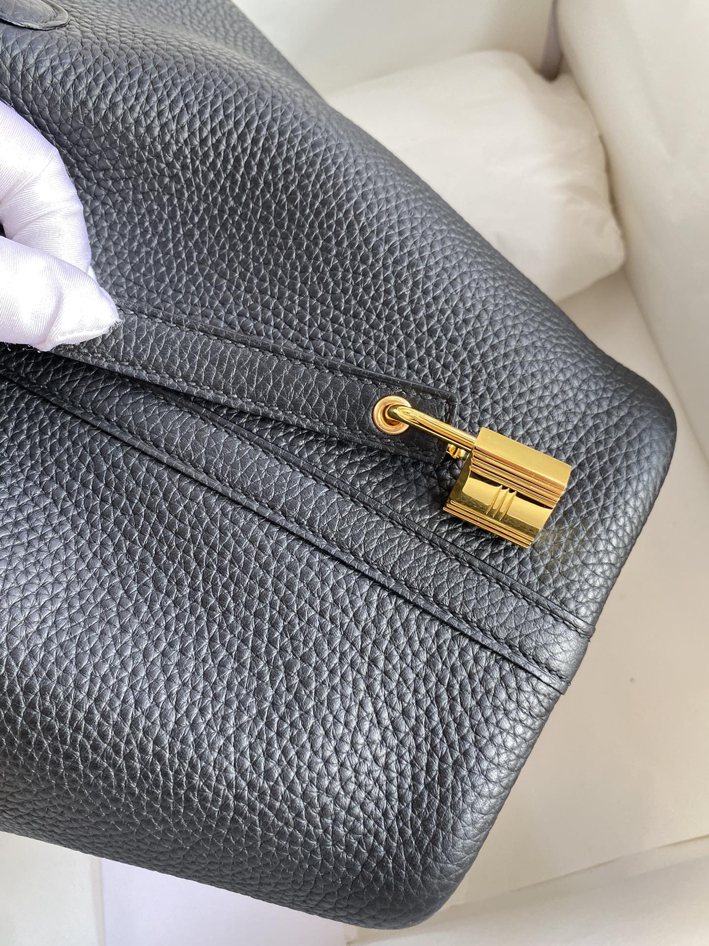 에르메스 피코탄 락18 블랙 금장 소가죽